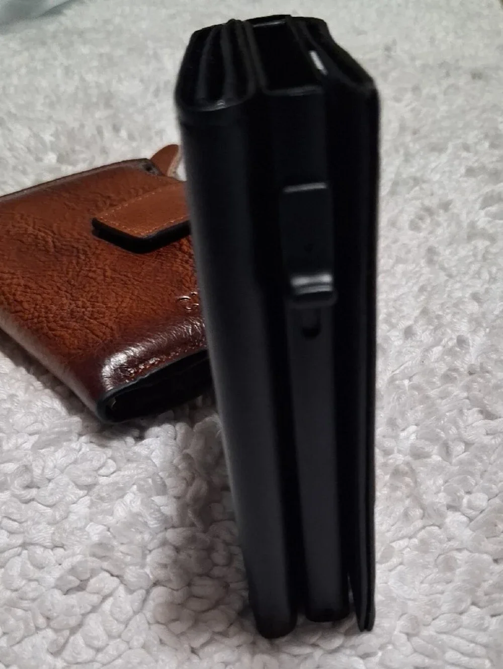 Brown Leather Wallet and Black Card Holder Set